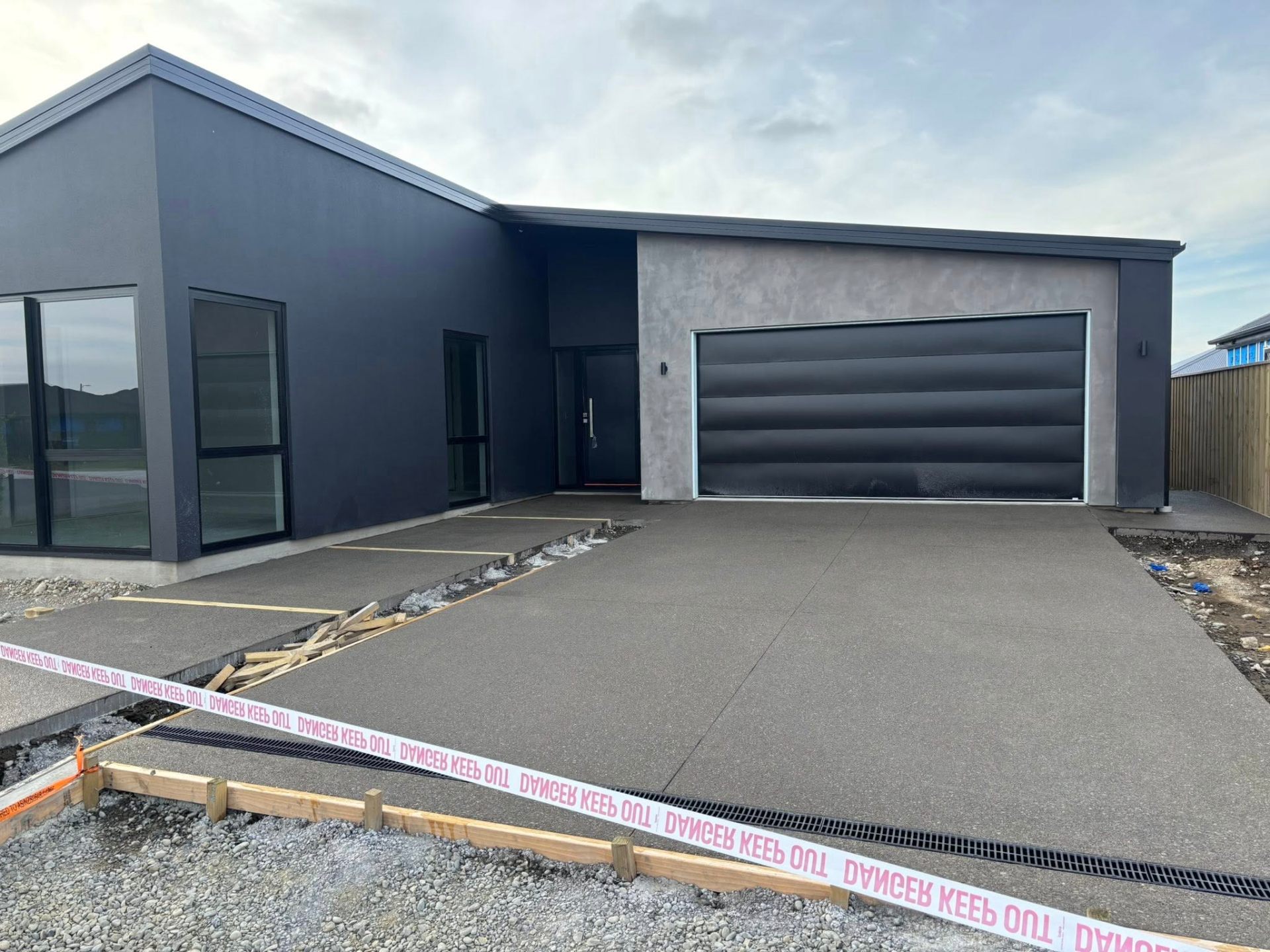 Modern concrete driveway with clean finish